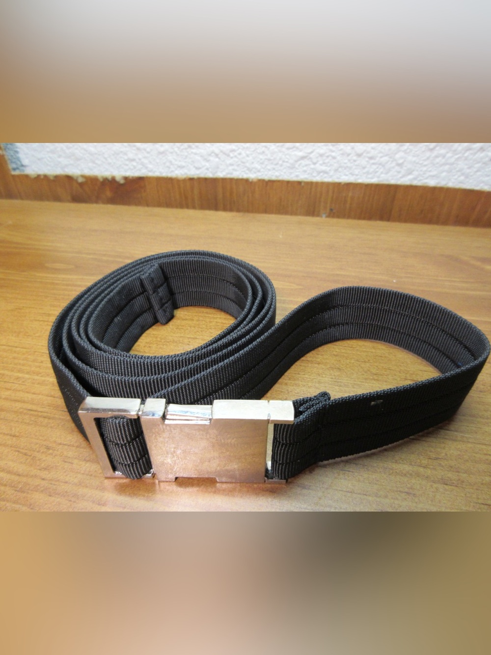 Classic Black Elastic Belt with Silver Metal Buckle - unisex